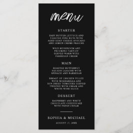Stijlvol Hedendaags Script Zwart Wit Bruiloft Menu