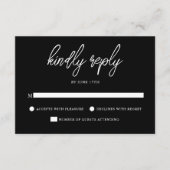 Stijlvol Hedendaags Script Zwart Wit Bruiloft RSVP Kaartje (Voorkant)