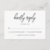 Stijlvol Hedendaags Script Zwart Wit Bruiloft RSVP Kaartje (Voorkant)