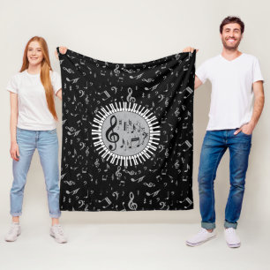 Stijlvol, hedendaags zwart en grijs rond fleece deken