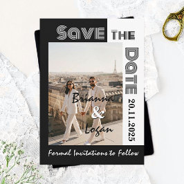 Stijlvol Hedendaags Zwart & Wit Save the date