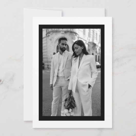 Stijlvol Hedendaags Zwart & Wit Save the date (Achterkant)