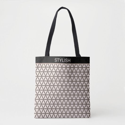 Stijlvol, heilig geometriepatroon op beige en brui tote bag (Voorkant)