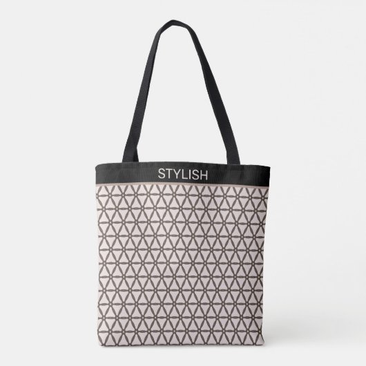 Stijlvol, heilig geometriepatroon op beige en brui tote bag (Achterkant)
