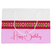 Stijlvol, helder roze en geplateerd groot cadeauzakje (Voorkant)