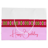 Stijlvol, helder roze en geplateerd groot cadeauzakje (Achterkant)