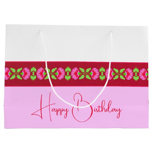 Stijlvol, helder roze en geplateerd groot cadeauzakje (Achterkant)