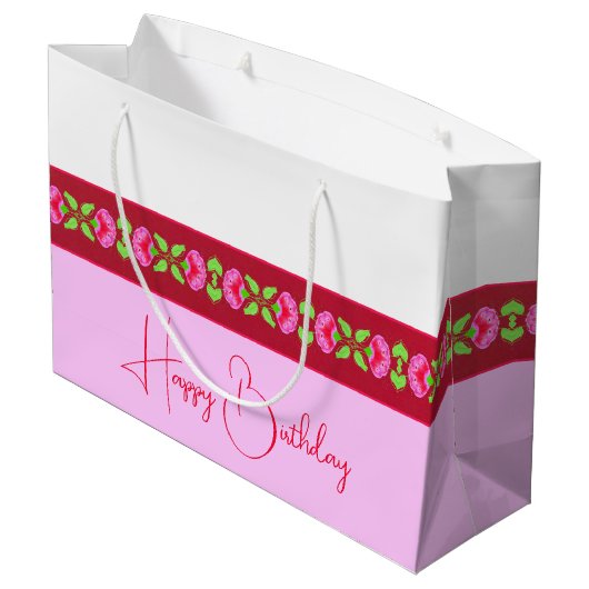 Stijlvol, helder roze en geplateerd groot cadeauzakje (Achterkant Gekanteld)