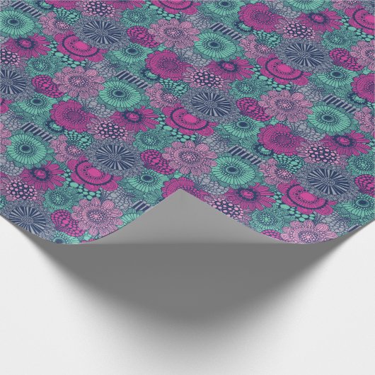 Stijlvol heldere patroon van prachtige bloemen cadeaupapier (Hoek)