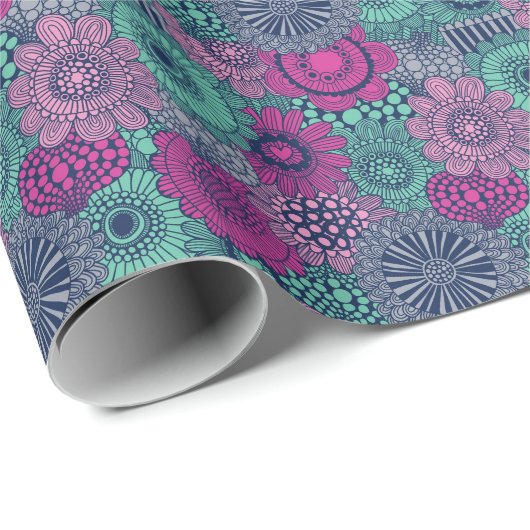 Stijlvol heldere patroon van prachtige bloemen cadeaupapier (Rol Hoek)