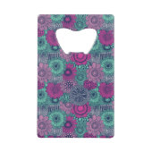 Stijlvol heldere patroon van prachtige bloemen creditkaart flessenopener (Voorkant)