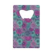 Stijlvol heldere patroon van prachtige bloemen creditkaart flessenopener (Achterkant)