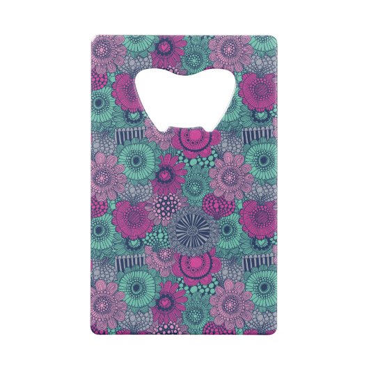 Stijlvol heldere patroon van prachtige bloemen creditkaart flessenopener (Achterkant)