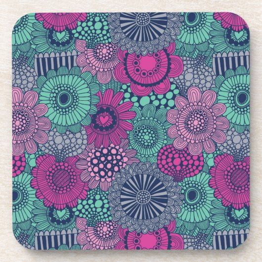Stijlvol heldere patroon van prachtige bloemen drankjes onderzetter (Voorkant)