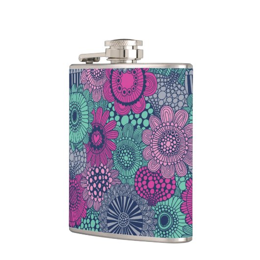 Stijlvol heldere patroon van prachtige bloemen heupfles (Links)