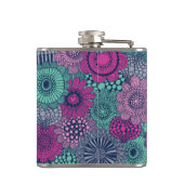 Stijlvol heldere patroon van prachtige bloemen heupfles (Achterkant)