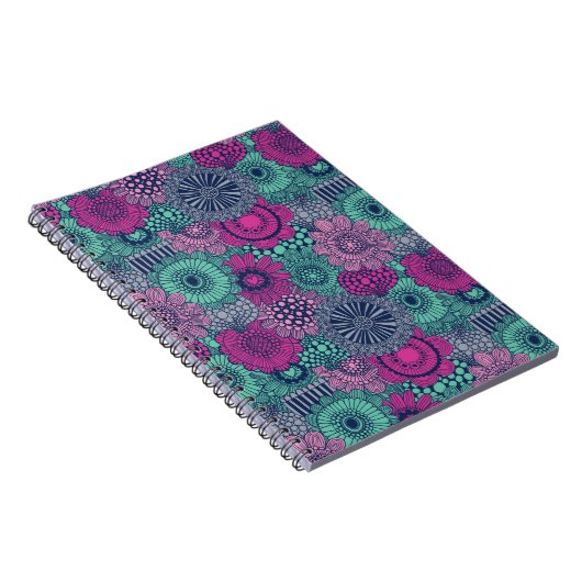 Stijlvol heldere patroon van prachtige bloemen notitieboek (Rechterzijde)