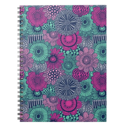 Stijlvol heldere patroon van prachtige bloemen notitieboek (Voorkant)