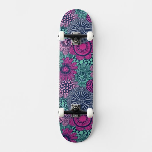 Stijlvol heldere patroon van prachtige bloemen persoonlijk skateboard (Voorkant)