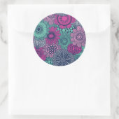 Stijlvol heldere patroon van prachtige bloemen ronde sticker (Tas)