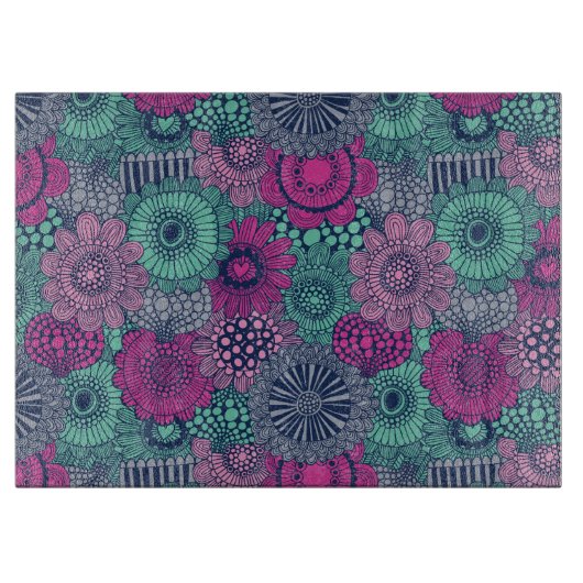 Stijlvol heldere patroon van prachtige bloemen snijplank (Voorkant)