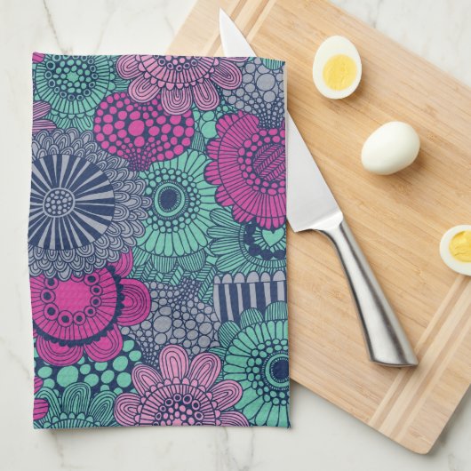 Stijlvol heldere patroon van prachtige bloemen theedoek (Quarter Fold)