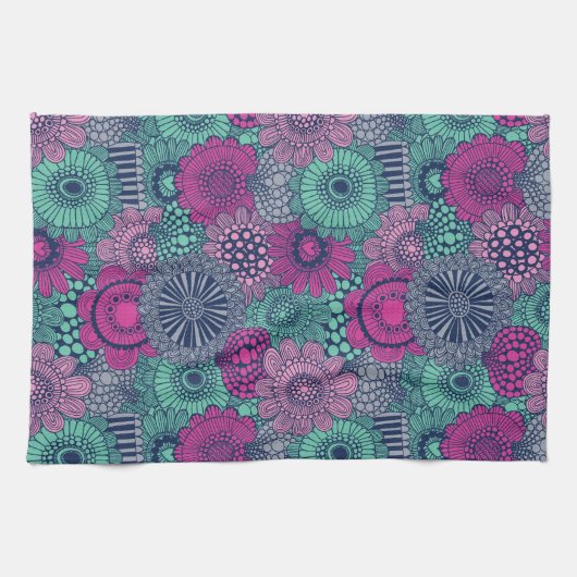 Stijlvol heldere patroon van prachtige bloemen theedoek (Horizontaal)