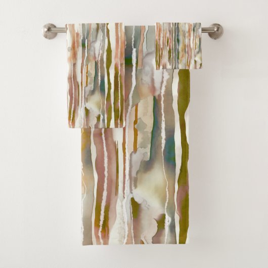 Stijlvol herfst aquarel streep patroon bad handdoek (Insitu)