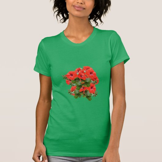 Stijlvol Hibiscus Blooms Floral Greenery Garden Fu T-shirt (Voorkant)