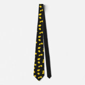 Stijlvol Hibiscus Flower Yellow en Black Patterned Stropdas (Voorkant)