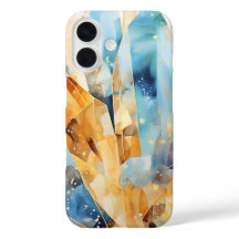 Stijlvol hoesje met abstracte kristallen in blauwe