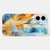 Stijlvol hoesje met abstracte kristallen in blauwe (Achterkant (horizontaal))