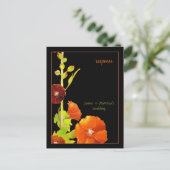 Stijlvol Hollyhock Floral Wedding RSVP Uitnodiging Briefkaart (Staand voorkant)