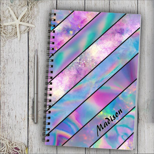 Stijlvol holografisch chic blauw roze schetsboek notitieboek