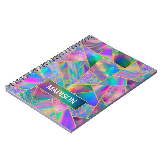 Stijlvol holografisch chic faux goud schetsboek notitieboek (Linkerzijde)