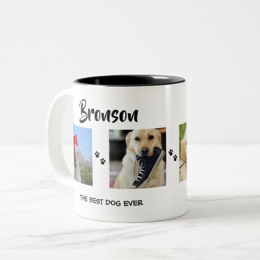 Stijlvol | Hond | 4 Foto-collage Tweekleurige Koffiemok (Voorkant links)