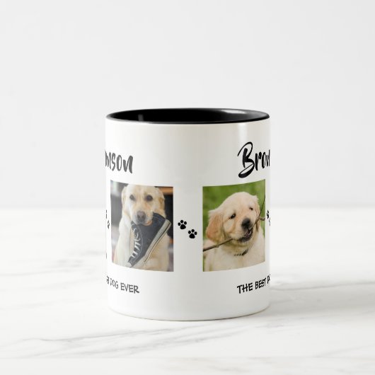 Stijlvol | Hond | 4 Foto-collage Tweekleurige Koffiemok (Center)