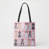 Stijlvol Hondenliefhebbers Kute Puppies Roze Tote Bag (Voorkant)