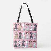 Stijlvol Hondenliefhebbers Kute Puppies Roze Tote Bag (Achterkant)