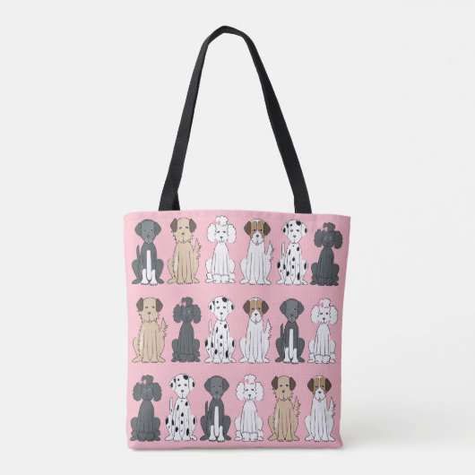 Stijlvol Hondenliefhebbers Kute Puppies Roze Tote Bag (Achterkant)