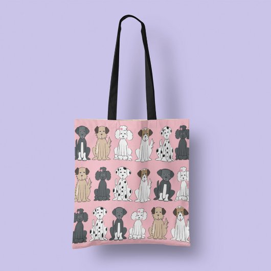 Stijlvol Hondenliefhebbers Kute Puppies Roze Tote Bag