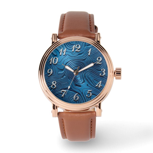 Stijlvol horloge blauwe wijzerplaat  (Voorkant)