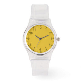 Stijlvol horloge met gele wijzerplaat en heldere b
