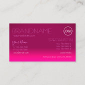 Stijlvol Hot Pink Gradient Mirror Font met Logo Visitekaartje (Achterkant)