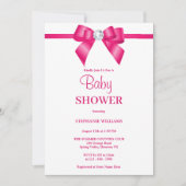 Stijlvol Hot Pink Jewel Bow Baby shower Kaart (Voorkant)