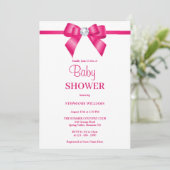Stijlvol Hot Pink Jewel Bow Baby shower Kaart (Staand voorkant)