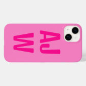 Stijlvol Hot Pink Monogram Case-Mate iPhone Case (Achterkant (horizontaal))