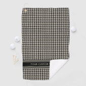 Stijlvol Houndstooth Patroon Naam Zwart Off-Wit Golfhanddoek (Insitu)