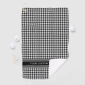 Stijlvol Houndstooth Patroon Naam Zwart Wit Golfhanddoek (Insitu)