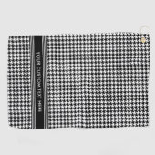 Stijlvol Houndstooth Patroon Naam Zwart Wit Golfhanddoek (Horizontaal)